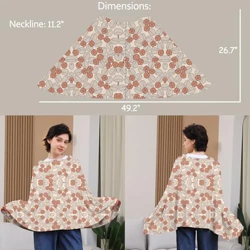 Seejoy Nursing Cover Floral Leaf 49.2"x26.7" | 360° Full Coverage Poncho for Breastfeeding thumbnail 4