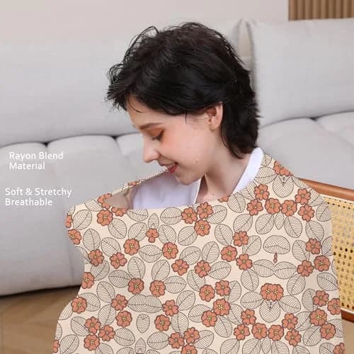 Seejoy Nursing Cover Floral Leaf 49.2"x26.7" | 360° Full Coverage Poncho for Breastfeeding thumbnail 5
