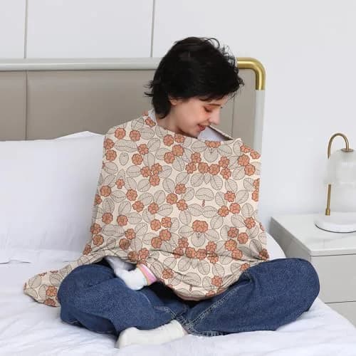 Seejoy Nursing Cover Floral Leaf 49.2"x26.7" | 360° Full Coverage Poncho for Breastfeeding thumbnail 6