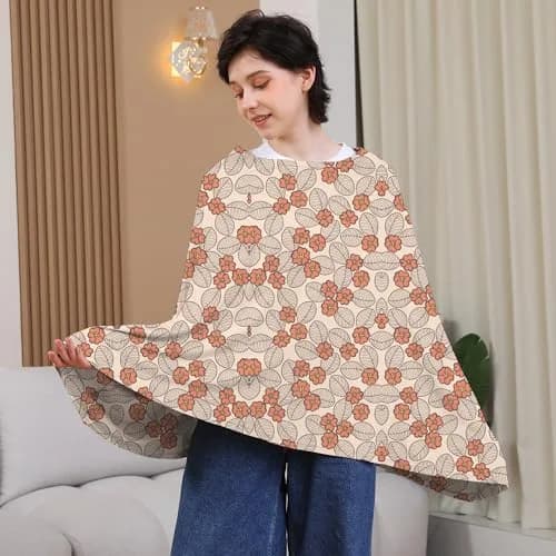 Seejoy Nursing Cover Floral Leaf 49.2"x26.7" | 360° Full Coverage Poncho for Breastfeeding thumbnail 2