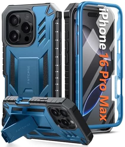 FNTCASE for iPhone 16 Pro Max Case, Built-in Screen Protector & Kickstand | 20ft Drop Military-Grade Protection thumbnail 1