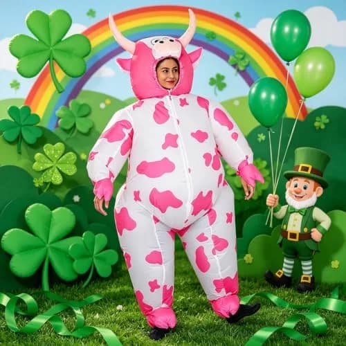 RHYTHMARTS Inflatable Pink Cow Costume Blow Up Costumes for Adults | Fun Halloween & Christmas Outfit thumbnail 6