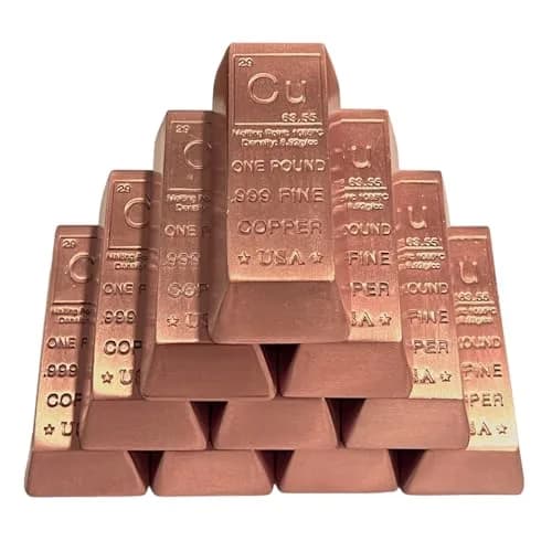 Unique Metals 1 Pound Copper Bullion Bar Paperweight - 10x Bars (4.54 kg / 160 oz) | .999 Fine Ingot with Certificate of Authenticity thumbnail 1