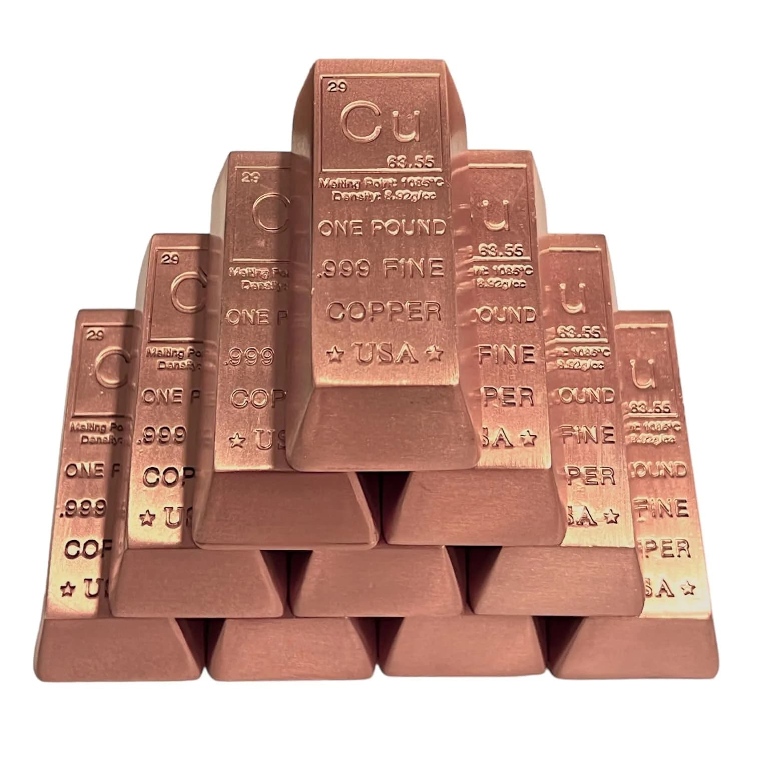 Unique Metals 1 Pound Copper Bullion Bar Paperweight - 10x Bars (4.54 kg / 160 oz) | .999 Fine Ingot with Certificate of Authenticity - main product image