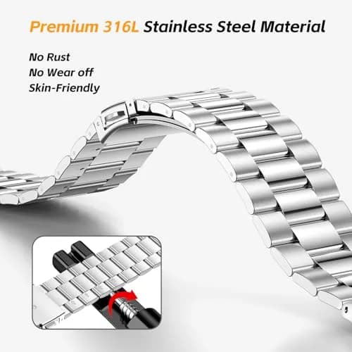 SUPLINK Stainless Steel Band with Case for Samsung Galaxy Watch Ultra 47mm (Silver) | Compatible with Galaxy Watch Ultra 2 thumbnail 6