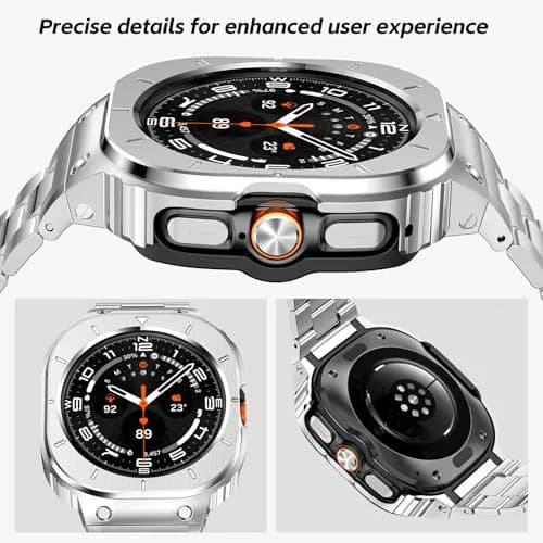 SUPLINK Stainless Steel Band with Case for Samsung Galaxy Watch Ultra 47mm (Silver) | Compatible with Galaxy Watch Ultra 2 thumbnail 2