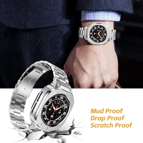 SUPLINK Stainless Steel Band with Case for Samsung Galaxy Watch Ultra 47mm (Silver) | Compatible with Galaxy Watch Ultra 2 thumbnail 3