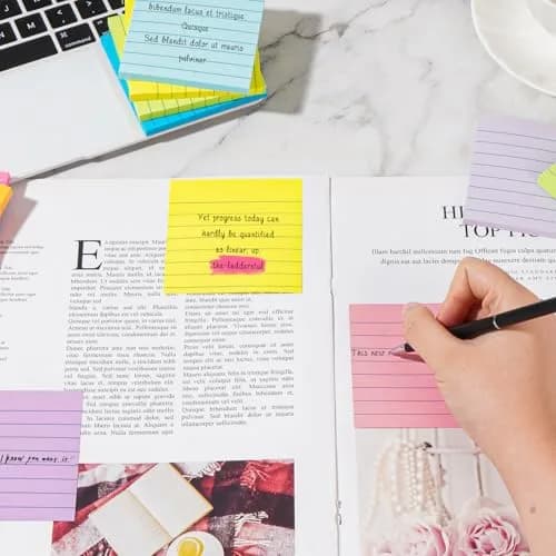 YEECOK Lined Sticky Notes 3x3 inch (7.6x7.6 cm) | 18-Pack, 1008 Sheets Total, Super Sticky thumbnail 5