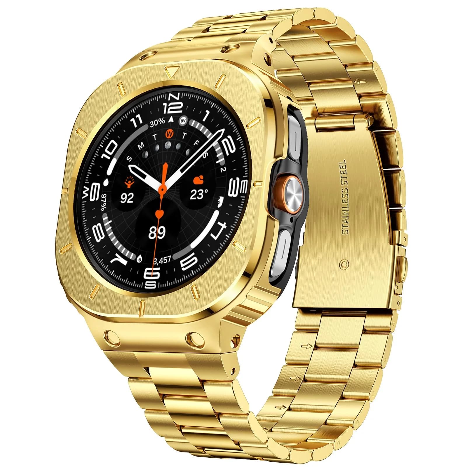 SUPLINK Stainless Steel Watch Band for Samsung Galaxy Watch Ultra 47mm | Adjustable Metal Strap — Gold-2