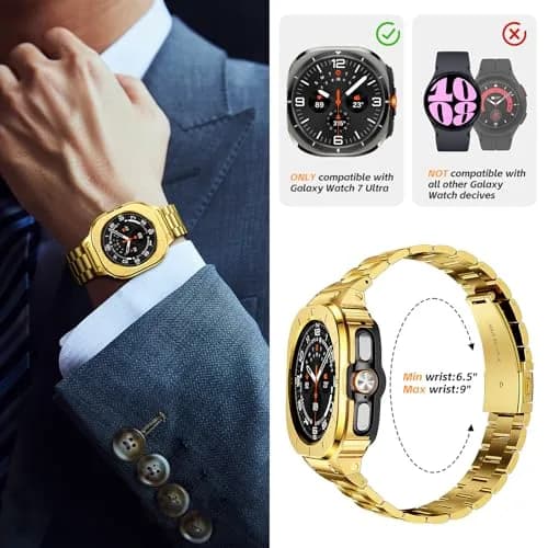 SUPLINK Stainless Steel Watch Band for Samsung Galaxy Watch Ultra 47mm | Adjustable Metal Strap thumbnail 5