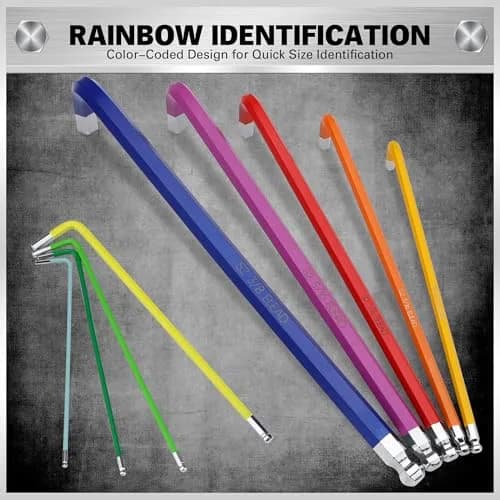 ELEAD 29-Piece Hex & Torx Key Set | Rainbow Colored Allen Wrench Set with T-Handle & Extension Bar (Metric 1.5-10mm, SAE 1/16"-3/8", Torx T10-T50) thumbnail 5
