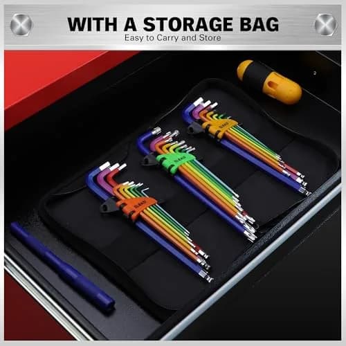 ELEAD 29-Piece Hex & Torx Key Set | Rainbow Colored Allen Wrench Set with T-Handle & Extension Bar (Metric 1.5-10mm, SAE 1/16"-3/8", Torx T10-T50) thumbnail 6