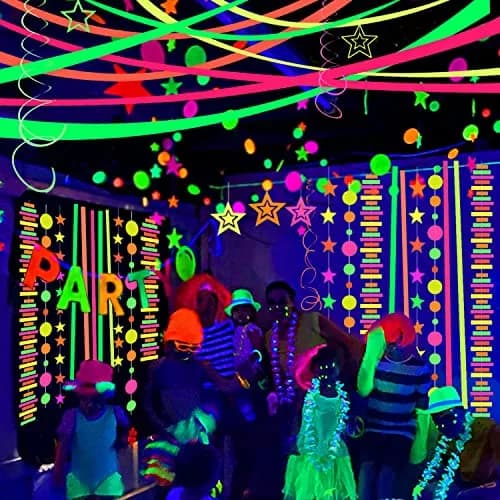 MFLUEEWR 1320feet Blacklight Party Streamer Decorations | Glow Crepe Paper for Neon & Fluorescent Parties thumbnail 3