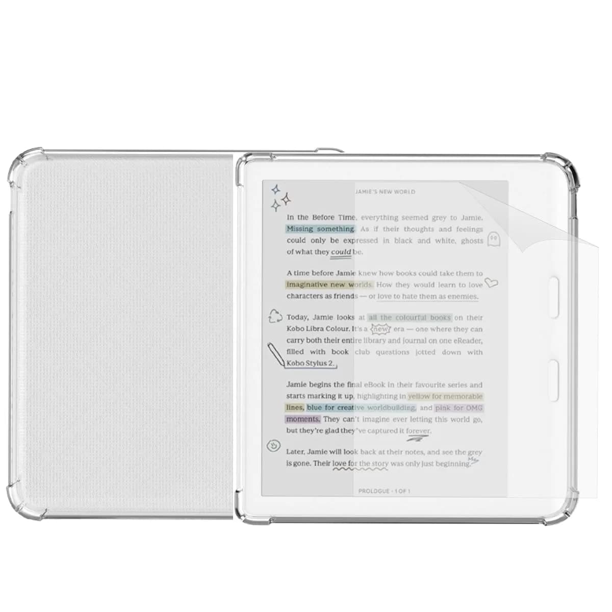HNSBXQ Clear Case for Kobo Libra Colour | Matte Screen Protection & Reinforced Corners (7 Inch) — clear