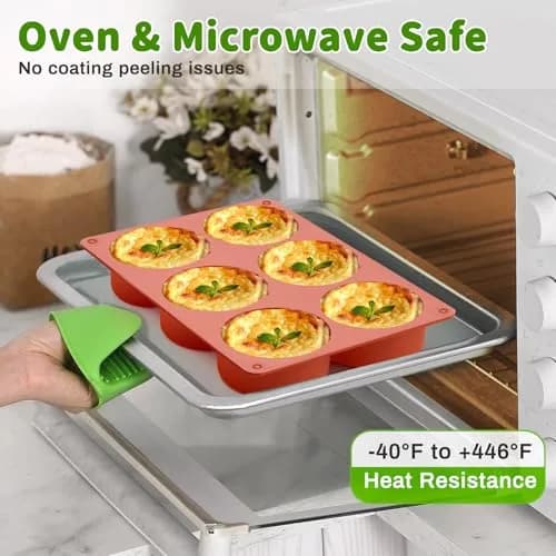 JOERSH Silicone Egg Bite Molds, 3 Inch Round, 12 Cavities (2-Pack) | Deep Molds for Breakfast Sandwiches & Frittatas thumbnail 5
