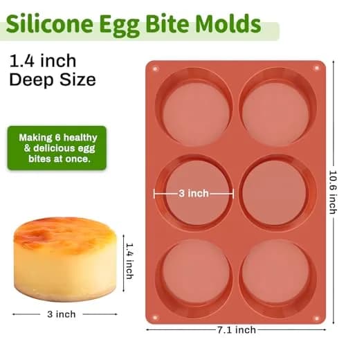 JOERSH Silicone Egg Bite Molds, 3 Inch Round, 12 Cavities (2-Pack) | Deep Molds for Breakfast Sandwiches & Frittatas thumbnail 2