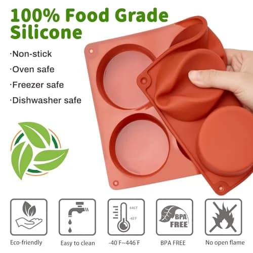 JOERSH Silicone Egg Bite Molds, 3 Inch Round, 12 Cavities (2-Pack) | Deep Molds for Breakfast Sandwiches & Frittatas thumbnail 3