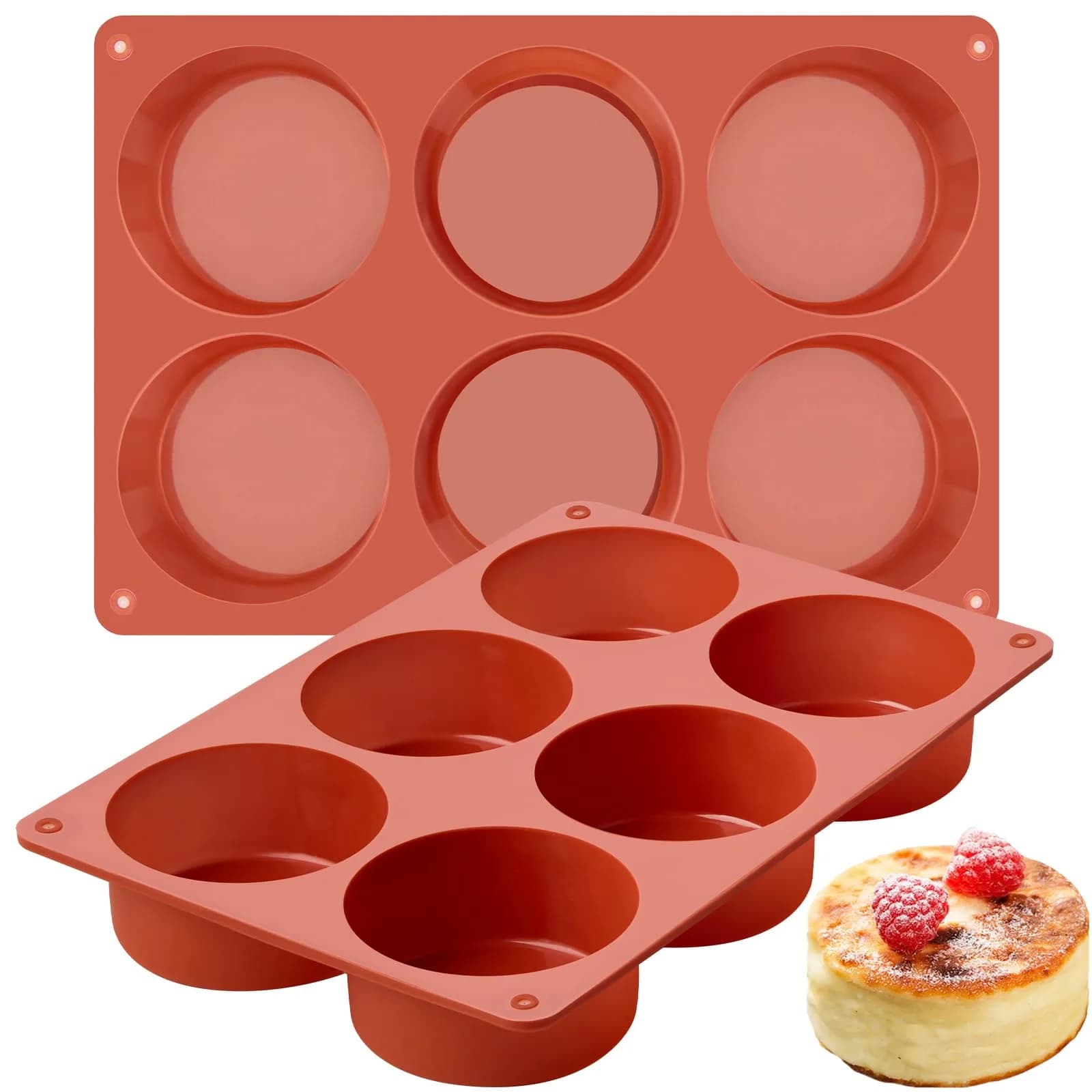JOERSH Silicone Egg Bite Molds, 3 Inch Round, 12 Cavities (2-Pack) | Deep Molds for Breakfast Sandwiches & Frittatas - main product image