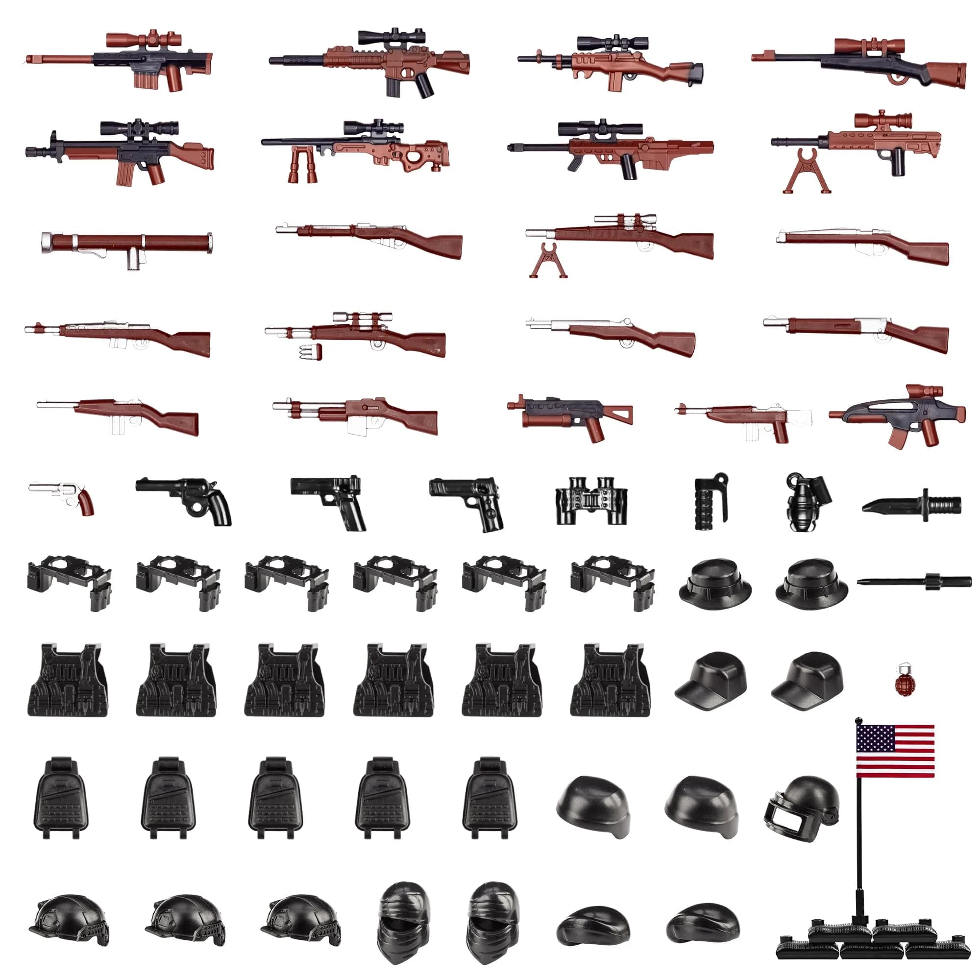 MaozyHomie US Brown Weapons Military Building Blocks Toy Set for Ages 3+ - main product image