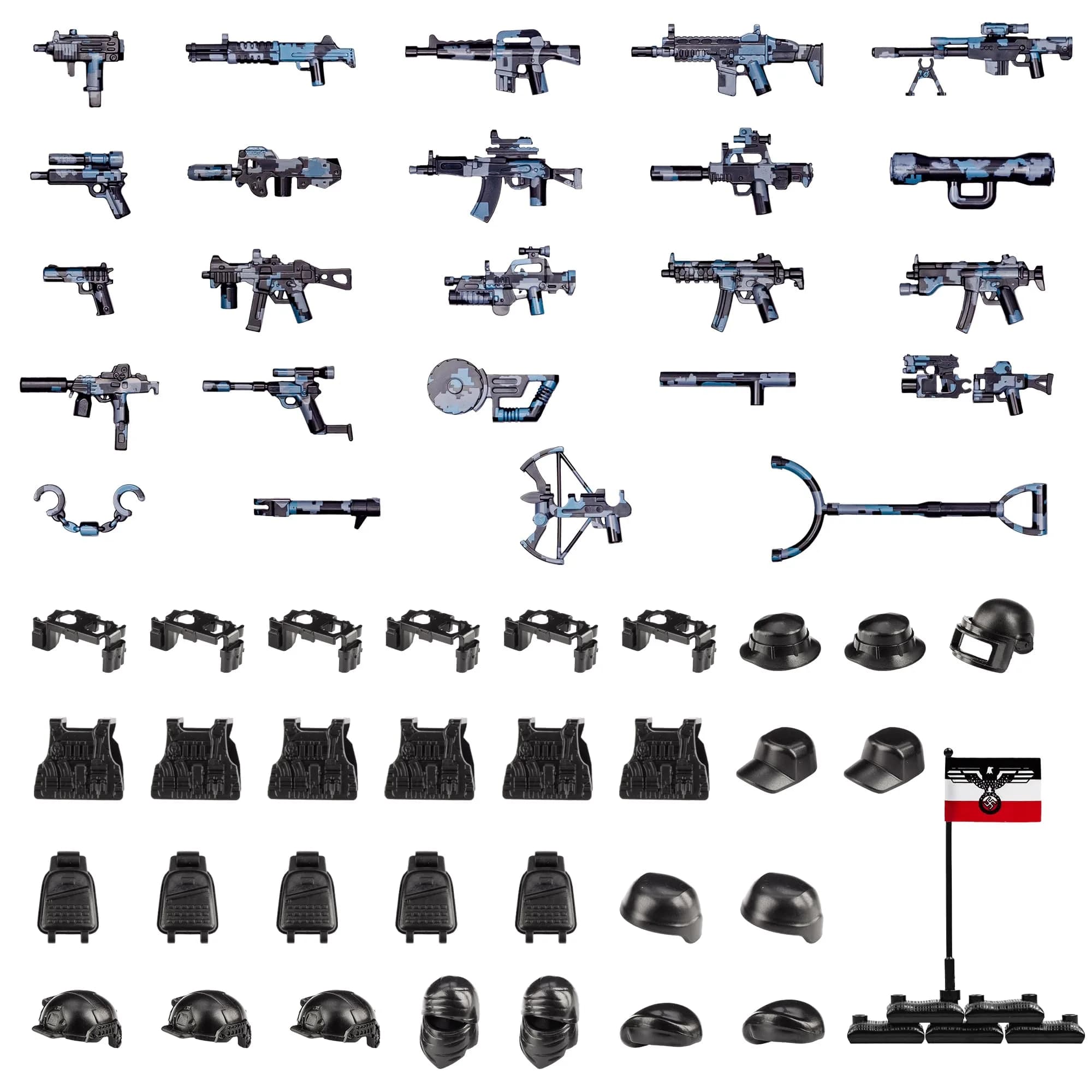 MaozyHomie German Camouflage Weapons Building Blocks - 5 Types Military Toy Accessory Pack - main product image