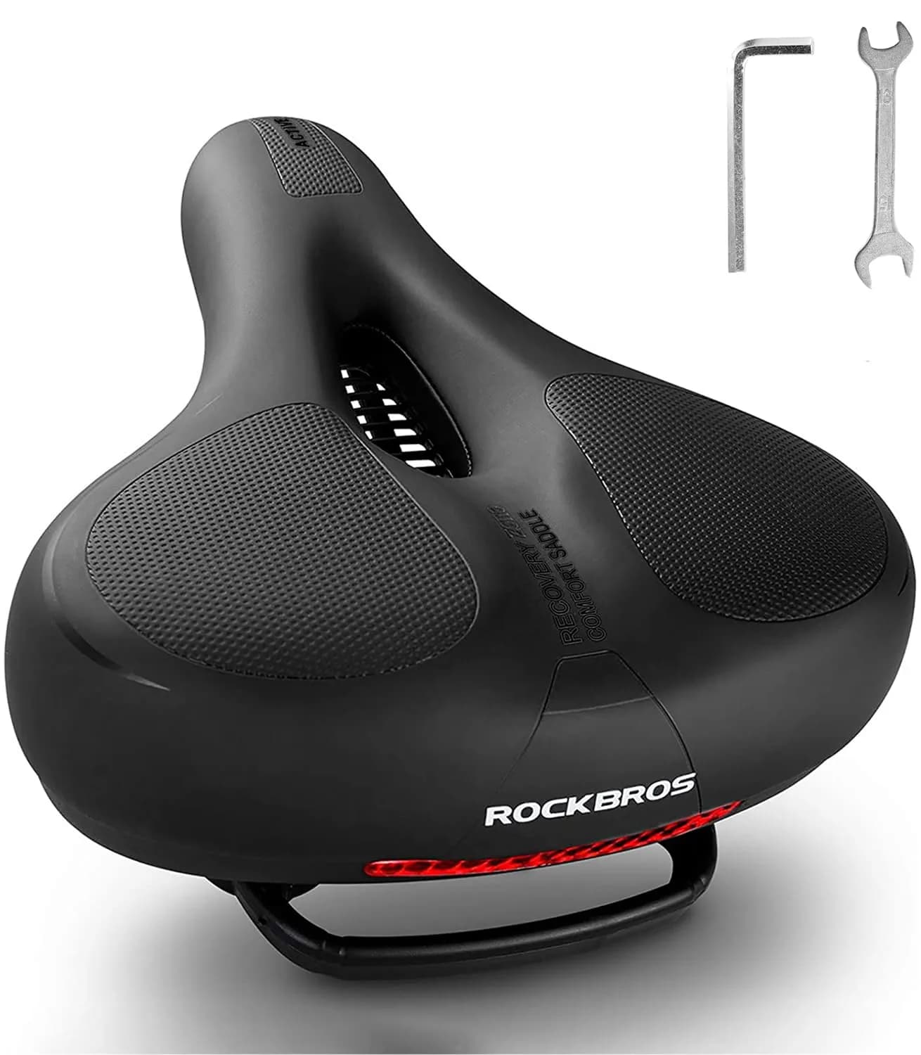 ROCKBROS Bike Seat Cushion Wide Waterproof Ergonomic 26cm x 22cm | Dual Shock Absorbing Memory Foam