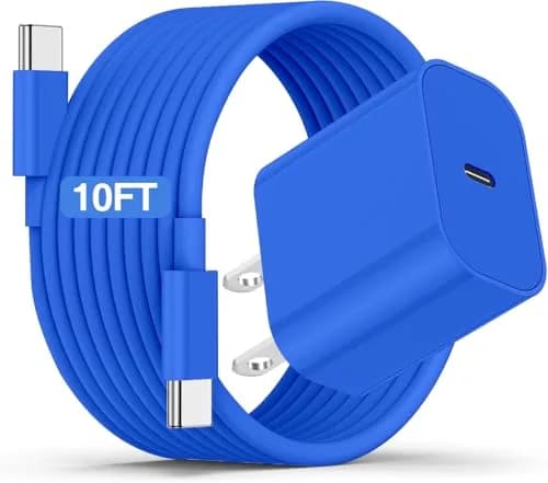 CSXZCOON 20W USB C Fast Charger & 10ft Type C to C Cable for iPhone & iPad | 60W Power, Long Cable, Safety thumbnail 1
