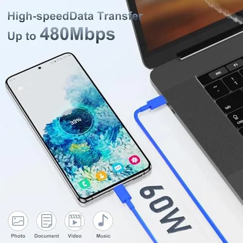 CSXZCOON 20W USB C Fast Charger & 10ft Type C to C Cable for iPhone & iPad | 60W Power, Long Cable, Safety thumbnail 3