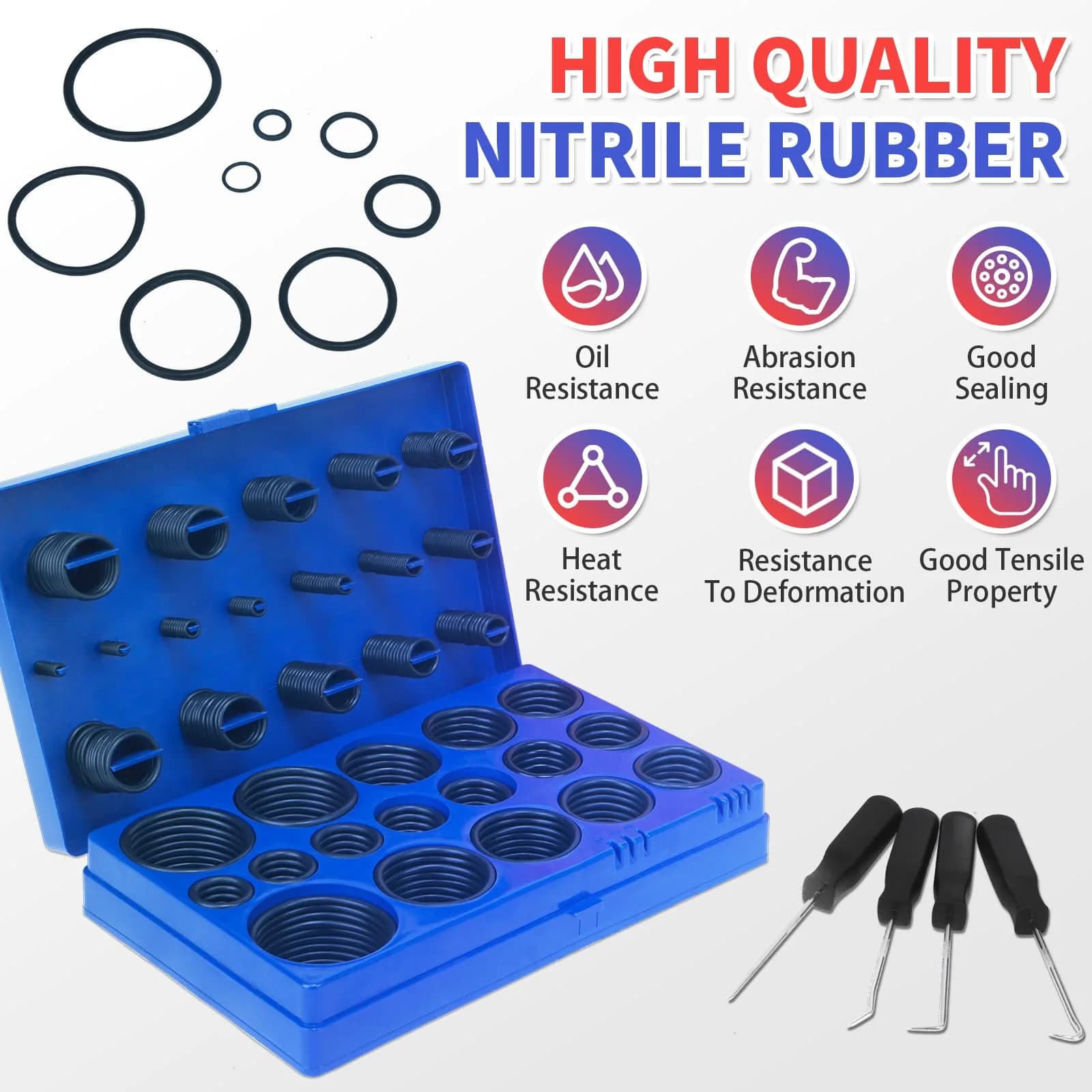 ZDBB 826 Pcs Universal Rubber O-Ring Assortment Kit | Nitrile Rubber (Buna-N 70A) for Automotive & Plumbing - view 6