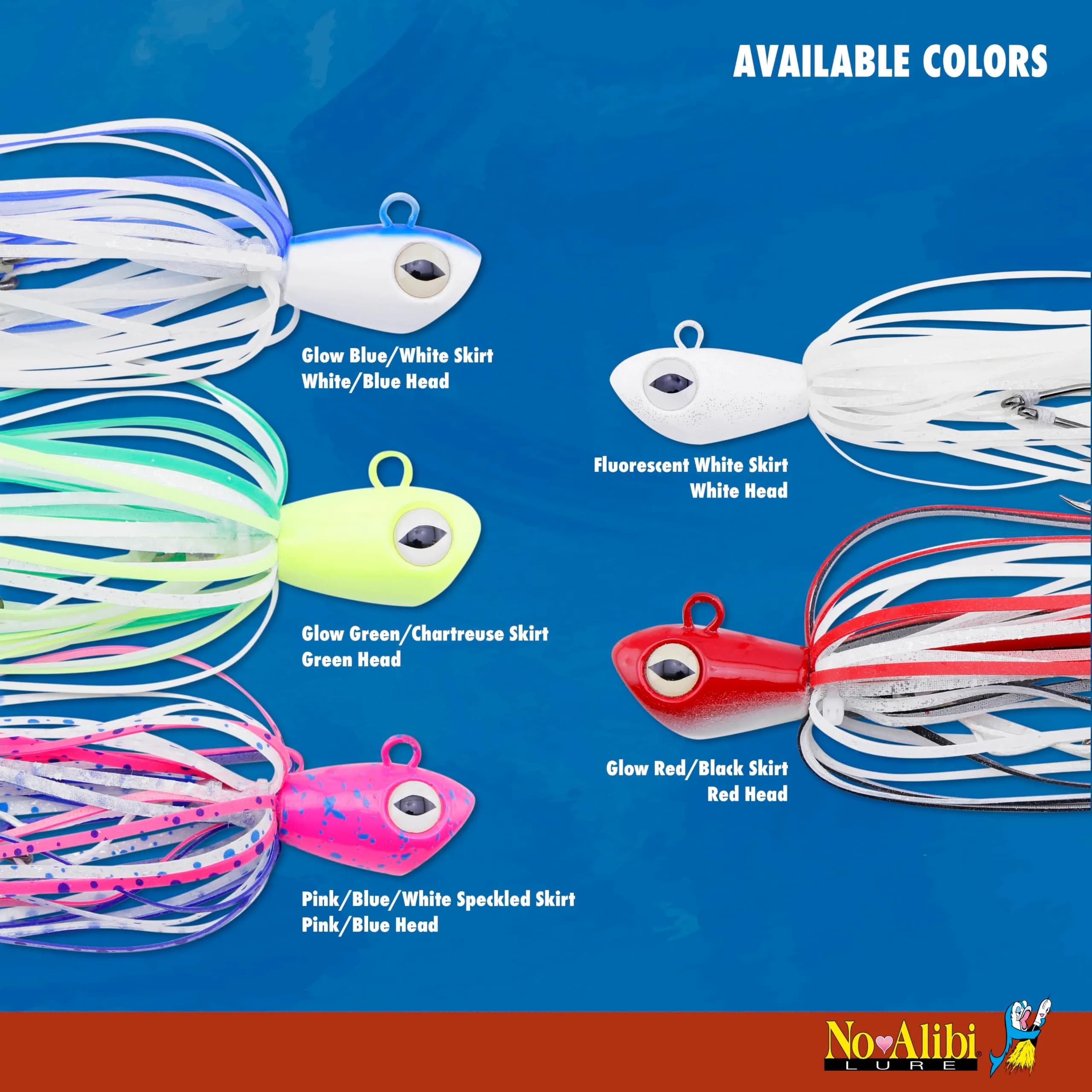 C&H Lures No Alibi Alien Jig Offshore Series, 4 oz (113 g) | Glow Red/Black Skirt, 5/0 Hooks, Upright Fast-Sinking Design thumbnail 7