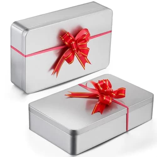 Hotop Metal Tins with Lid Storage Box 21.5cm x 13.5cm x 4.8cm (8.5 x 5.3 x 1.9 Inch) | Pack of 4 Silver Rectangular Containers thumbnail 4