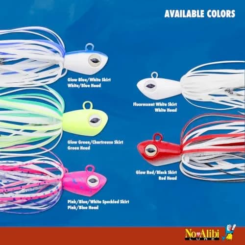 C&H Lures No Alibi Alien Jig Offshore Series, 6 oz (170 g), Fluorescent White Skirt, 7/0 Hooks | Versatile Saltwater Jig for Deep Sea Fishing thumbnail 7