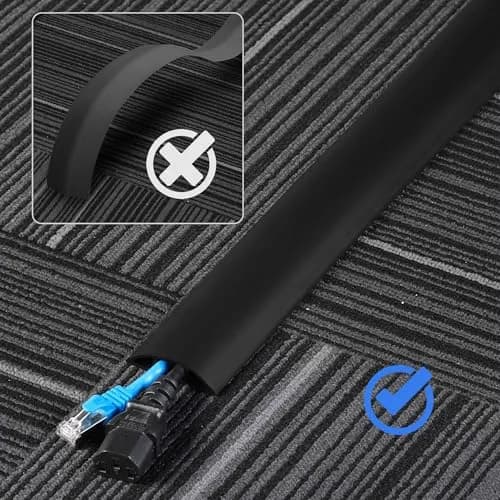 ZhiYo Black Floor Cord Cover 1.83m (6ft) | Hides 1-2 Cables, Prevents Trips thumbnail 4