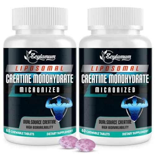 Zeylamum Liposomal Creatine Monohydrate Chewable Tablets 4220mg | Portable Creatine Supplement for Active Lifestyles thumbnail 1