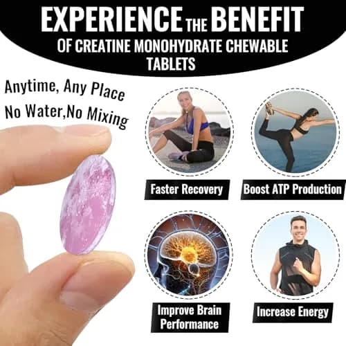 Zeylamum Liposomal Creatine Monohydrate Chewable Tablets 4220mg | Portable Creatine Supplement for Active Lifestyles thumbnail 6