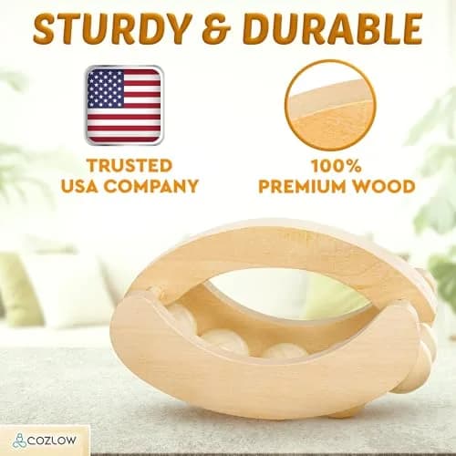 COZLOW Wooden Massage Ball Roller with 10 Rolling Balls | Deep Tissue Muscle Relief & Lymphatic Drainage thumbnail 7