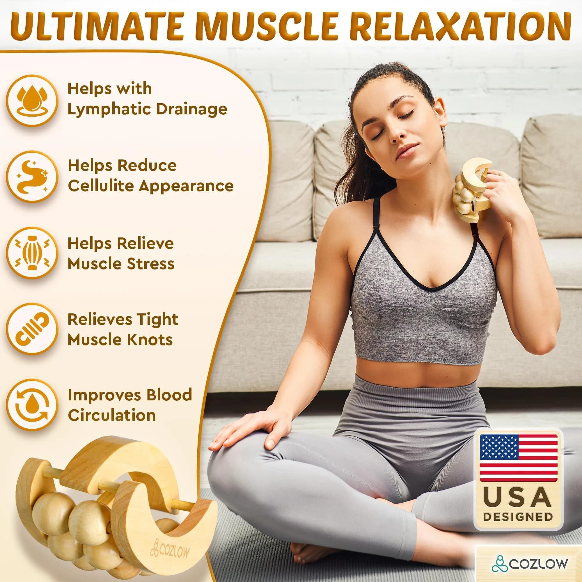 COZLOW Wooden Massage Ball Roller with 10 Rolling Balls | Deep Tissue Muscle Relief & Lymphatic Drainage - view 2