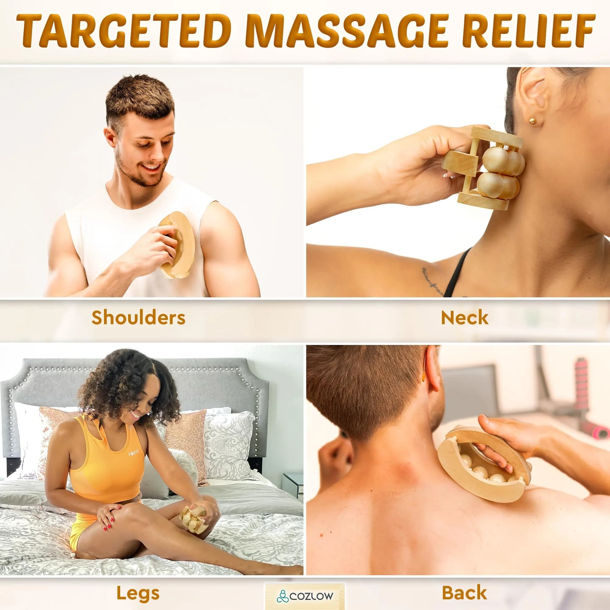 COZLOW Wooden Massage Ball Roller with 10 Rolling Balls | Deep Tissue Muscle Relief & Lymphatic Drainage - view 3