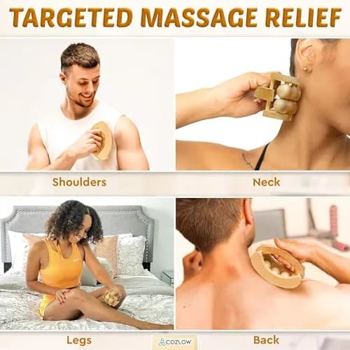 COZLOW Wooden Massage Ball Roller with 10 Rolling Balls | Deep Tissue Muscle Relief & Lymphatic Drainage thumbnail 3