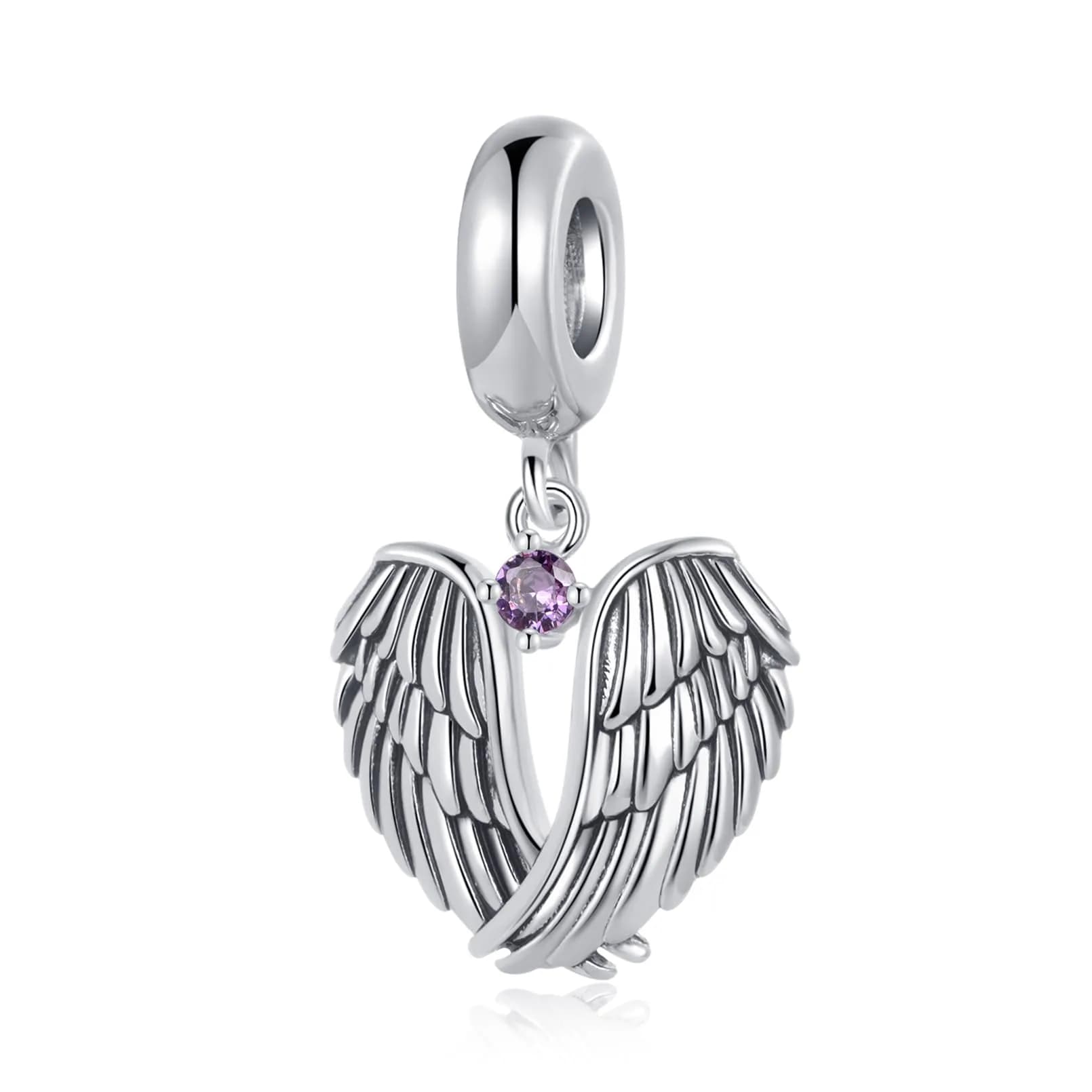 NARTGO Guardian Angel Purple June Birthstone Charm | Heart Shape, Copper, 4.5mm-5.0mm Hole