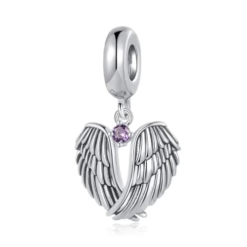 NARTGO Guardian Angel Purple June Birthstone Charm | Heart Shape, Copper, 4.5mm-5.0mm Hole thumbnail 1