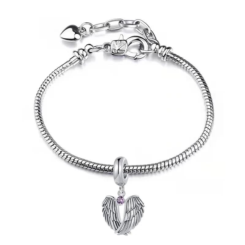NARTGO Guardian Angel Purple June Birthstone Charm | Heart Shape, Copper, 4.5mm-5.0mm Hole thumbnail 5