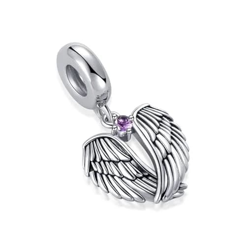 NARTGO Guardian Angel Purple June Birthstone Charm | Heart Shape, Copper, 4.5mm-5.0mm Hole thumbnail 2