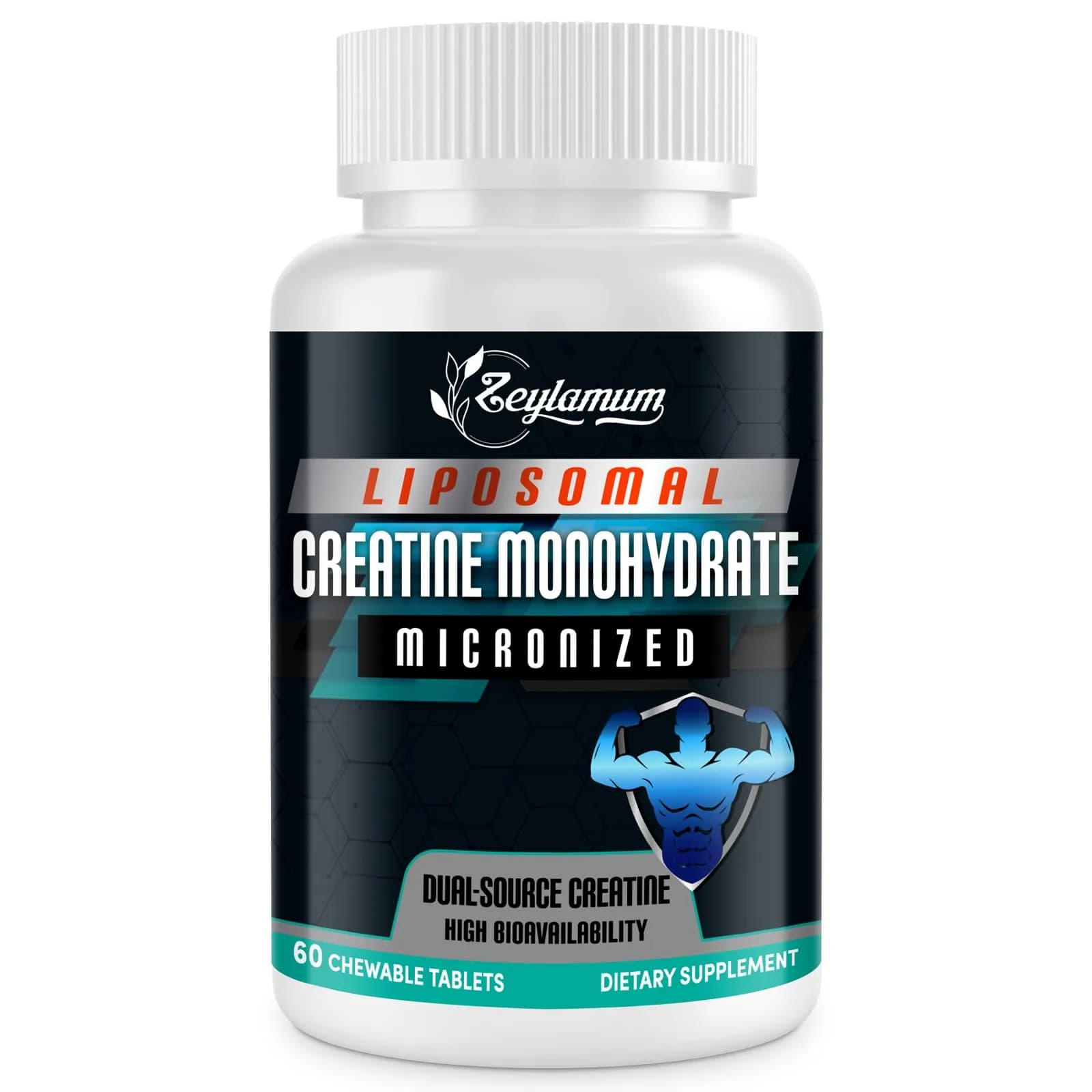 Zeylamum Liposomal Creatine Monohydrate Chewable Tablets 4220mg | 60ct, Unflavored, Sugar-Free, Supports Performance & Recovery