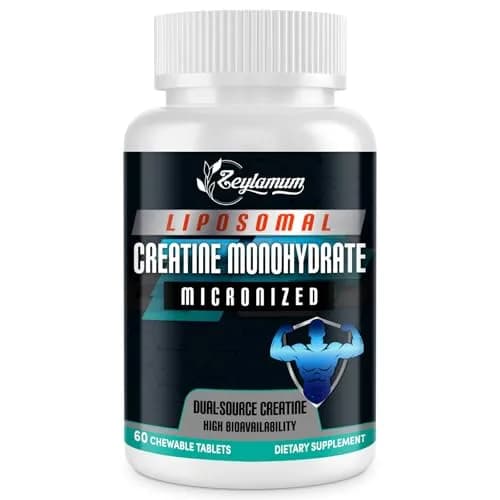 Zeylamum Liposomal Creatine Monohydrate Chewable Tablets 4220mg | 60ct, Unflavored, Sugar-Free, Supports Performance & Recovery thumbnail 1
