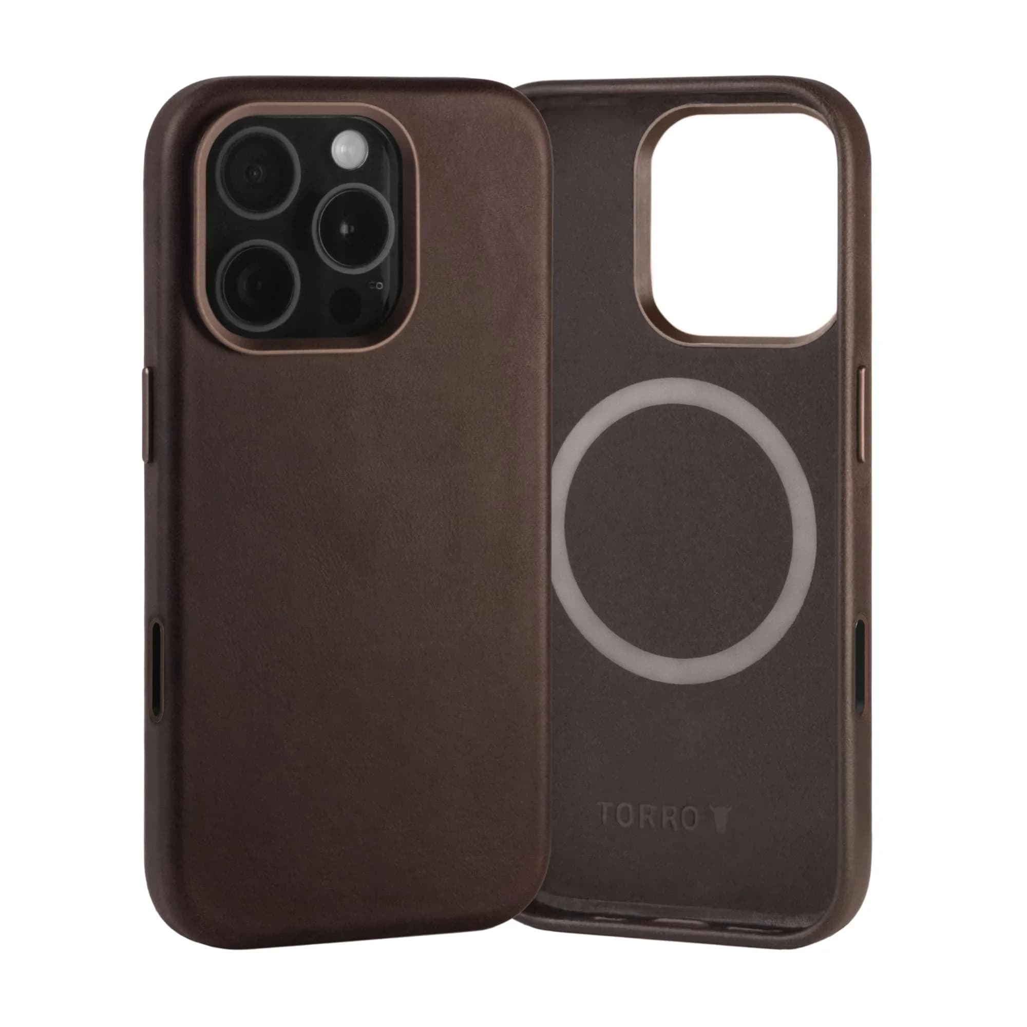 TORRO Leather Case for iPhone 16 Pro Max – Slim MagSafe Compatible Bumper (Dark Brown) — Dark Brown