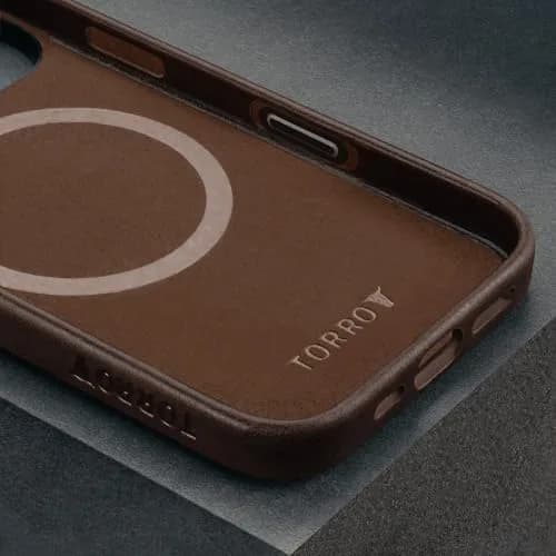 TORRO Leather Case for iPhone 16 Pro Max – Slim MagSafe Compatible Bumper (Dark Brown) thumbnail 5
