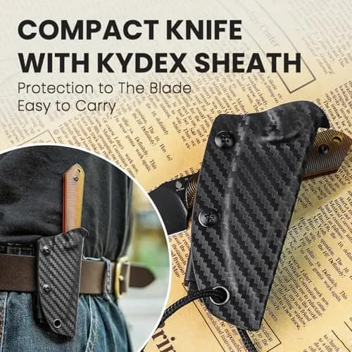 Kizer Harpoon Mini Fixed Blade Knife with Sheath, 3V Steel Blade, PEI Handle, 6.49In | Compact Hunting & Camping Tool thumbnail 4