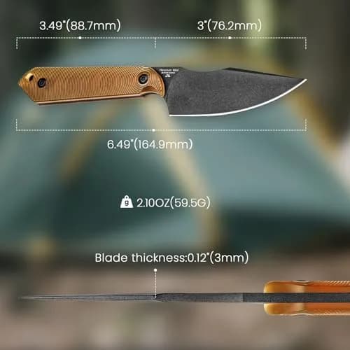 Kizer Harpoon Mini Fixed Blade Knife with Sheath, 3V Steel Blade, PEI Handle, 6.49In | Compact Hunting & Camping Tool thumbnail 6