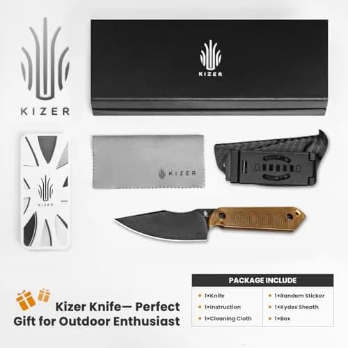 Kizer Harpoon Mini Fixed Blade Knife with Sheath, 3V Steel Blade, PEI Handle, 6.49In | Compact Hunting & Camping Tool thumbnail 7