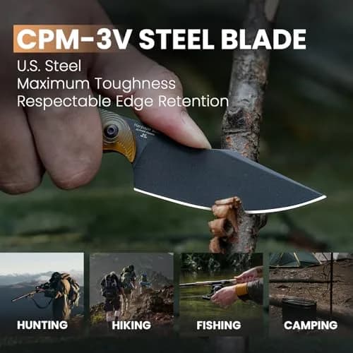 Kizer Harpoon Mini Fixed Blade Knife with Sheath, 3V Steel Blade, PEI Handle, 6.49In | Compact Hunting & Camping Tool thumbnail 2